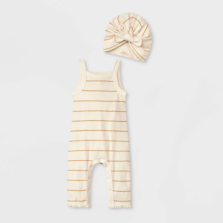 Grayson Collective Baby Girls' Ribbed Romper Set - Cream | Target