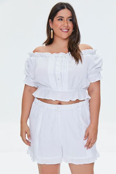 Plus Size Ruffle-Trim Shorts | Forever 21 (US)