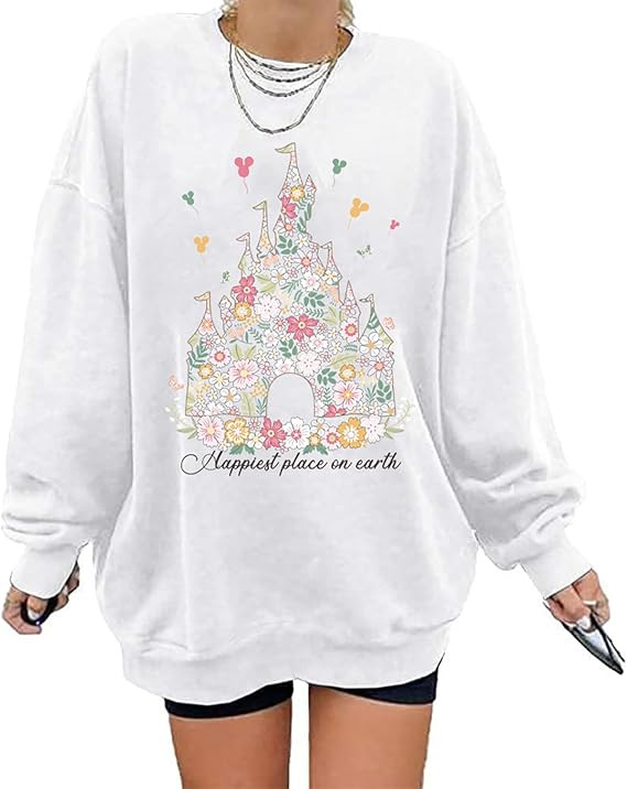 Magic Kingdom Sweatshirts For Women Oversized Magical Shirt Cute Vacation Tees Girls Castle Graph... | Amazon (US)