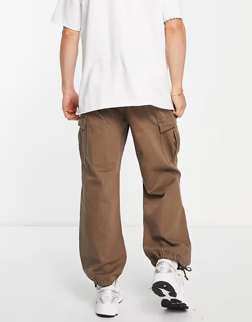 Bershka parachute cargo pants in brown | ASOS (Global)