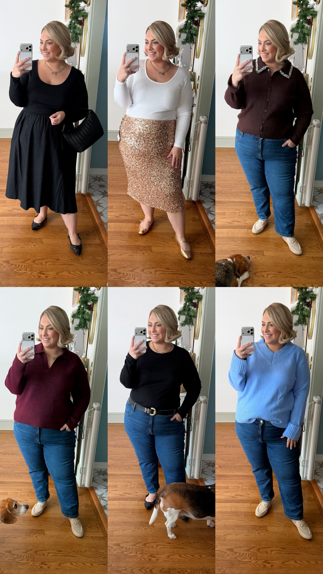 BUY or BYE Target edition✨ 
Black dress: 1X
Sequin Skirt: 2X
White Tee: XXL
Brown Embellished Sweater: XXL
Maroon Sweater: XXL
Black Tee: XXL
Blue Sweater: XXL
Jeans 22P

#LTKPlusSize #LTKFindsUnder50 #LTKHoliday