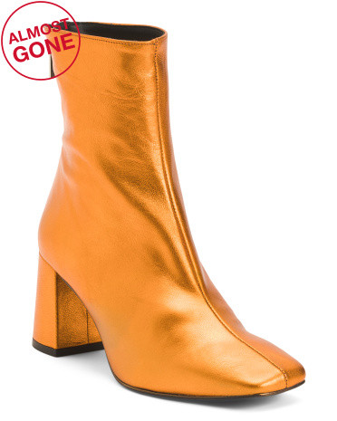 Tabatha Metallic Leather Heeled Booties | TJ Maxx