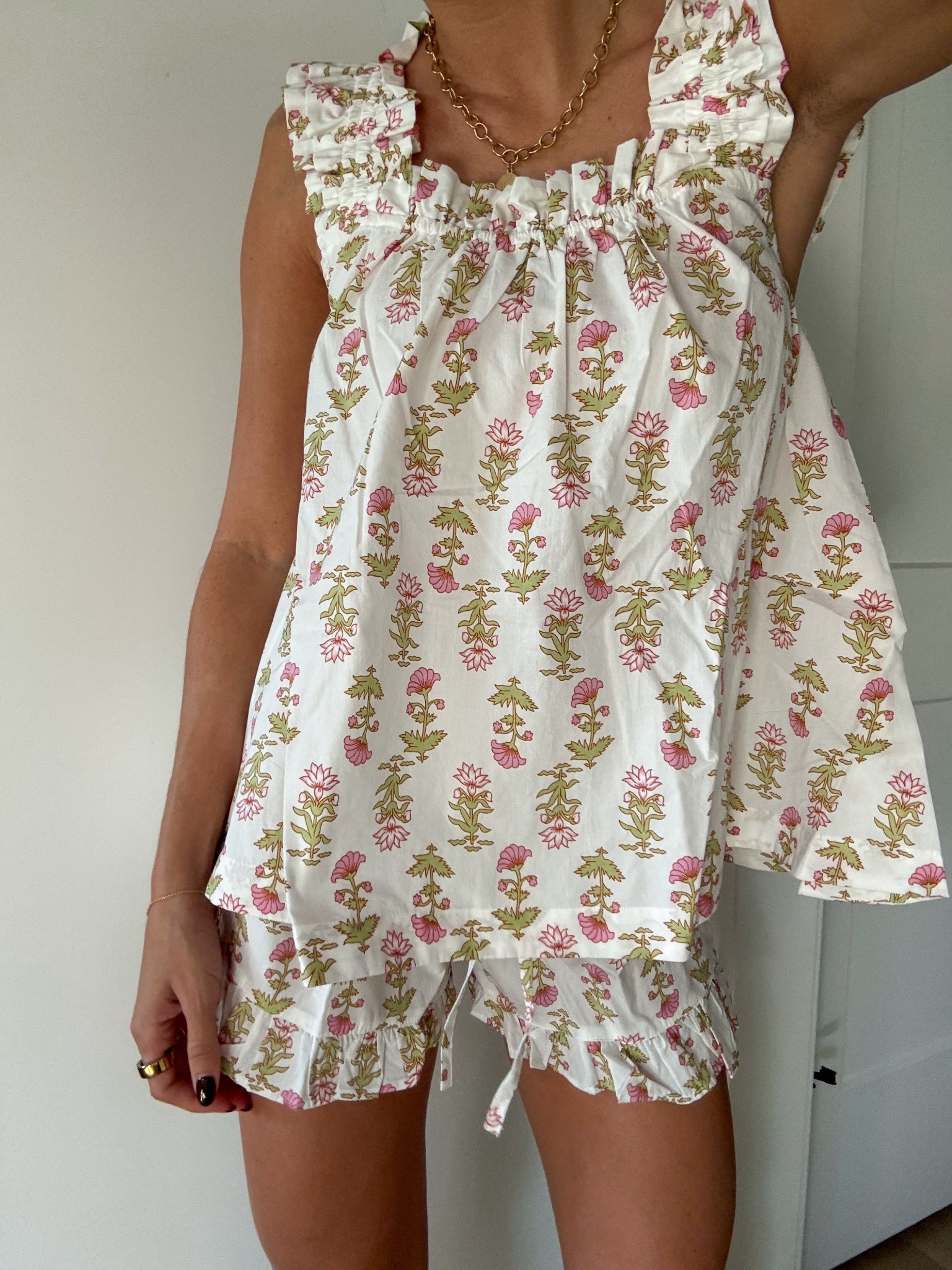 adorable pj set!! ruffles and florals perfect for bridal pajama getting ready look🤍🤭 wearing size S 

#LTKGiftGuide #LTKFindsUnder100 #LTKWedding