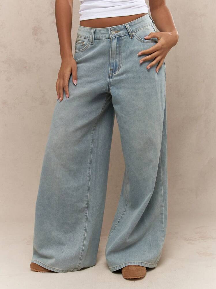MISSGUIDED Vintage Washed Faded Wide Leg Jeans | SHEIN