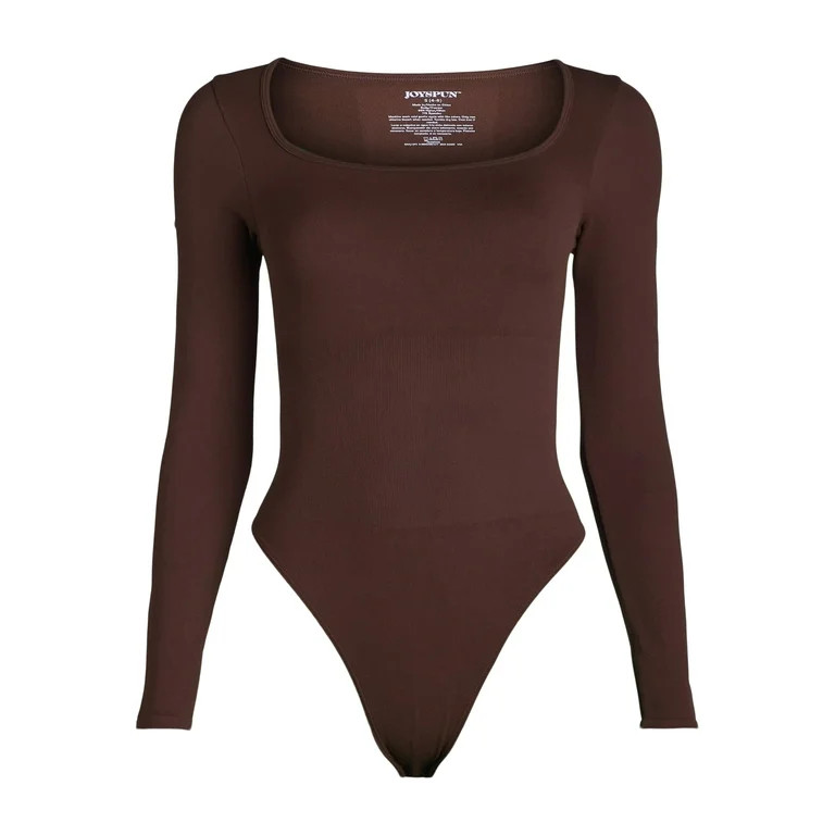 Joyspun Women's Seamless Square Neck Bodysuit with Long Sleeves, Sizes XS-XXXL - Walmart.com | Walmart (US)