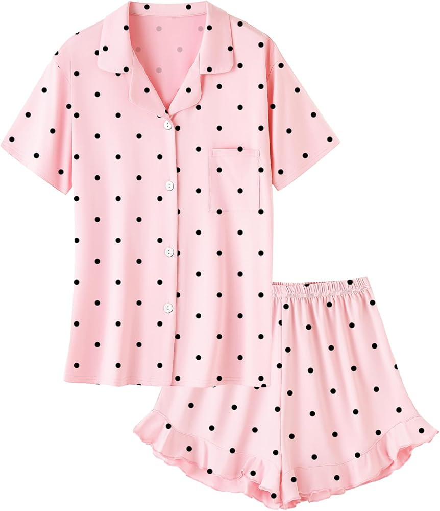 Umeyda Girls Pajamas Set Ruffle Soft Button-Down Sleepwea Nightwear 2Pjs Set Loungewear,5-14 Year... | Amazon (US)