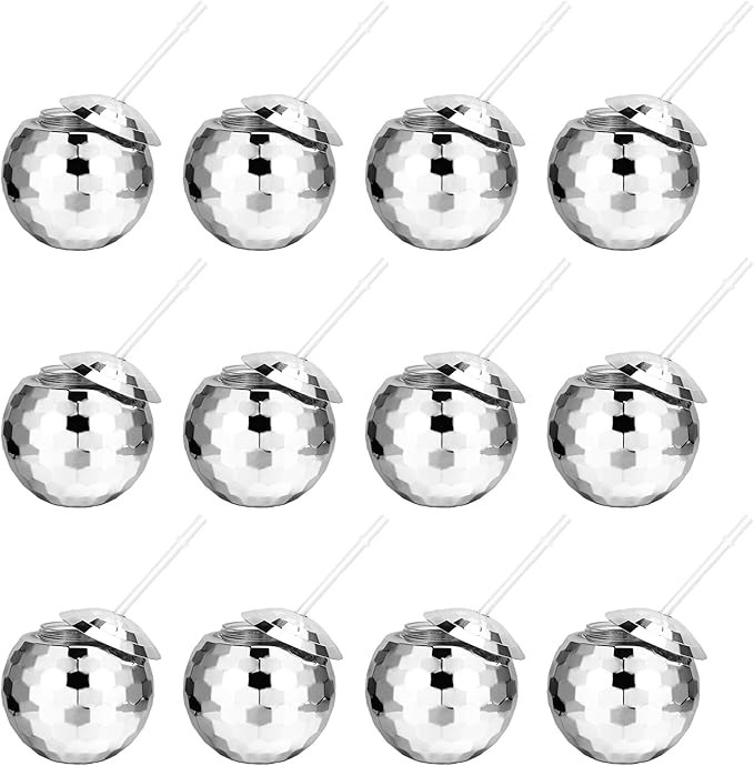 12 Pcs Disco Ball Cups,20 Oz Tumbler Disco Flash Ball Cups,Reusable Spherical Cocktail Cups with ... | Amazon (US)