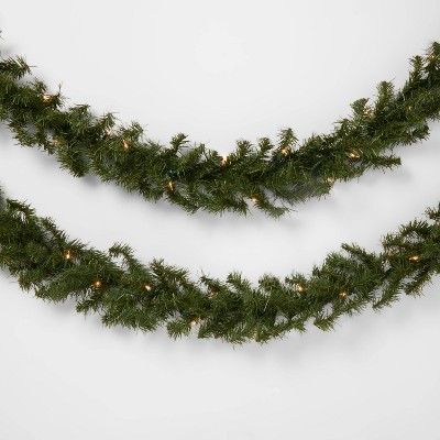 18' Pre-lit Artificial Pine Christmas Garland Clear Lights - Wondershop™ | Target