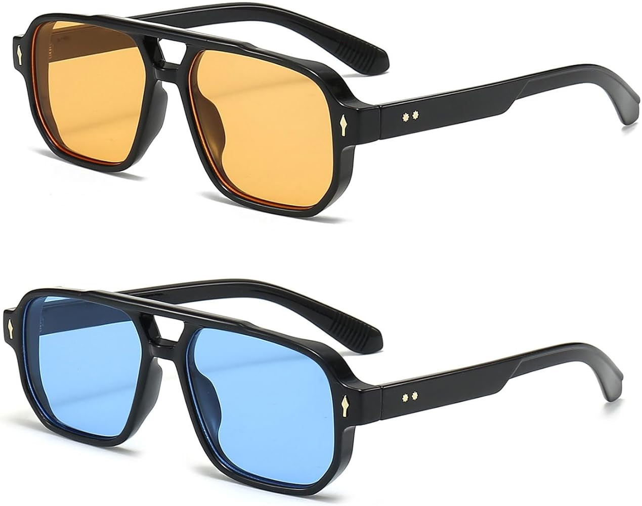 YAMEIZE Occhiali da Sole Retrò Pilot a Doppio Ponte - Rettangolari per Donna e Uomo Stile Classi... | Amazon (IT)