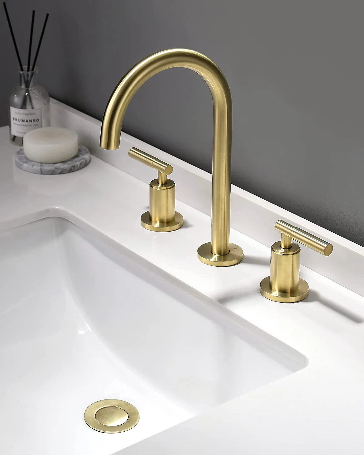 INDARE Bathroom Faucet, 8 Inch Brass Widespread Bathroom Sink Faucet 3 Holes, Two Handles Bathroo... | Wayfair North America
