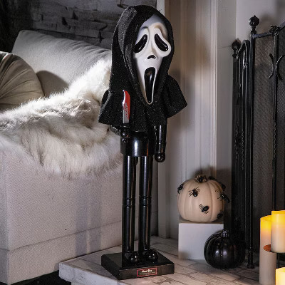 Ghost Face Nutcracker Halloween Decoration - Black 3 Ft | Target