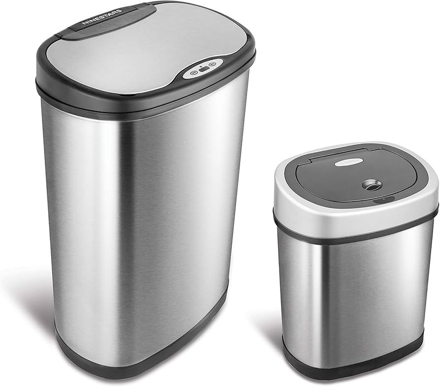 NINESTARS CB-DZT-50-13/12-9 Automatic Touchless Infrared Motion Sensor Trash Can Combo Set, 13 Ga... | Amazon (US)