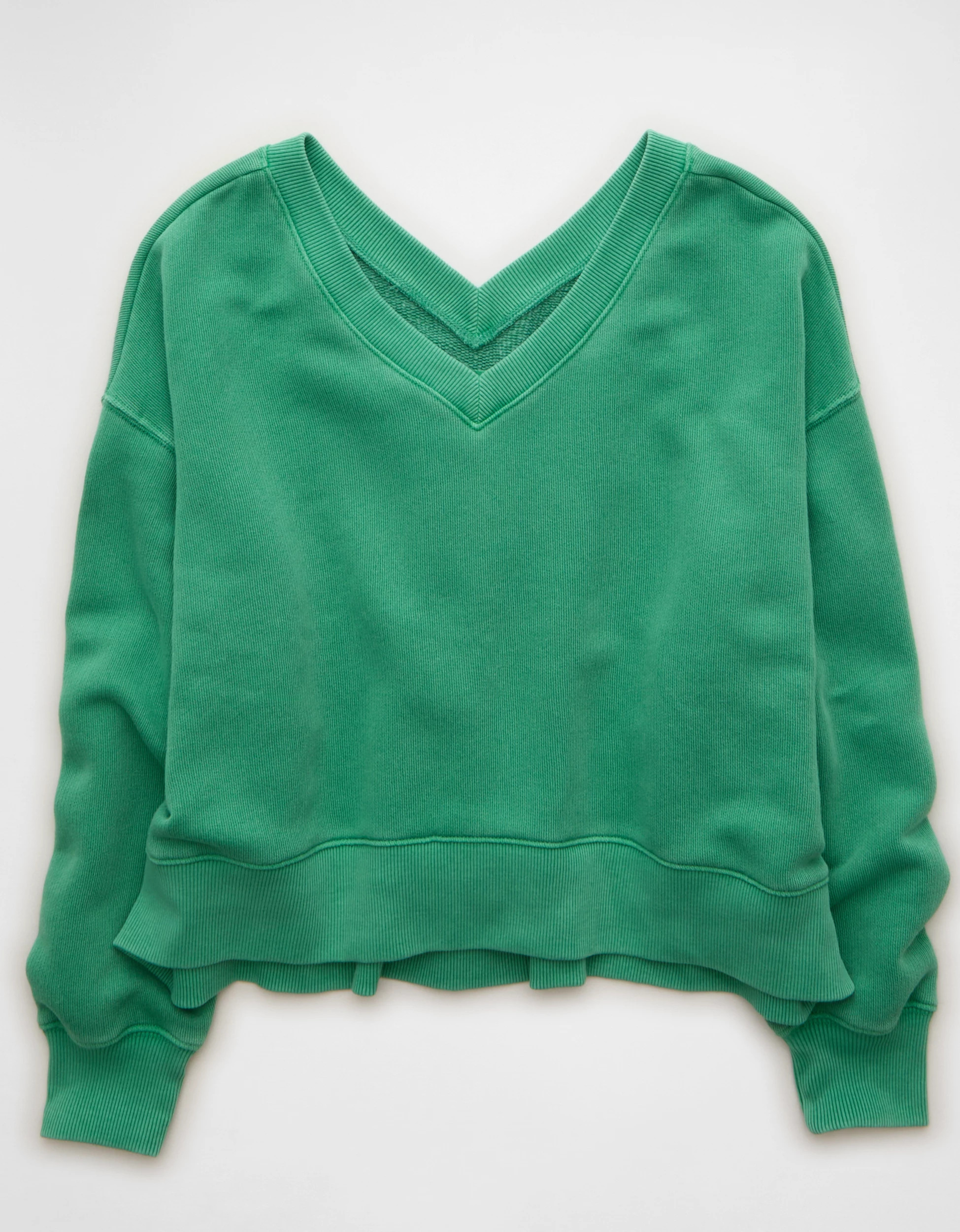 AE Cropped V-Neck Sweatshirt | American Eagle Outfitters (US & CA)