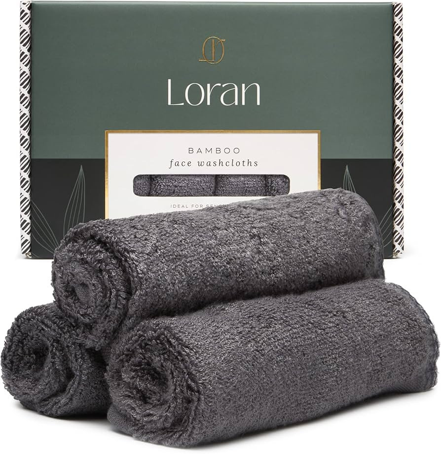Charcoal Grey Washcloths Set of 6 Soft Facial Cloths 10” x 10” 100% Viscose Derived from Bamb... | Amazon (US)