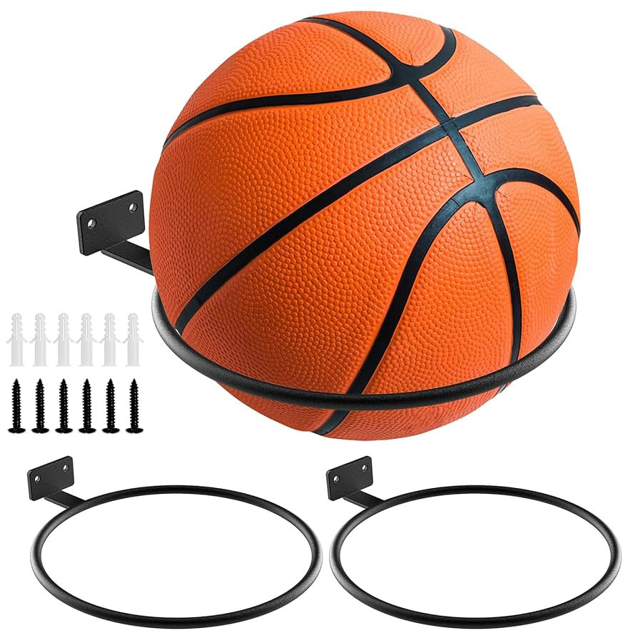 shikaman Basketball Holder Wall Mount,Boys Room Decor 3pcs Soccer Display Rack Metal Universal Ba... | Amazon (US)