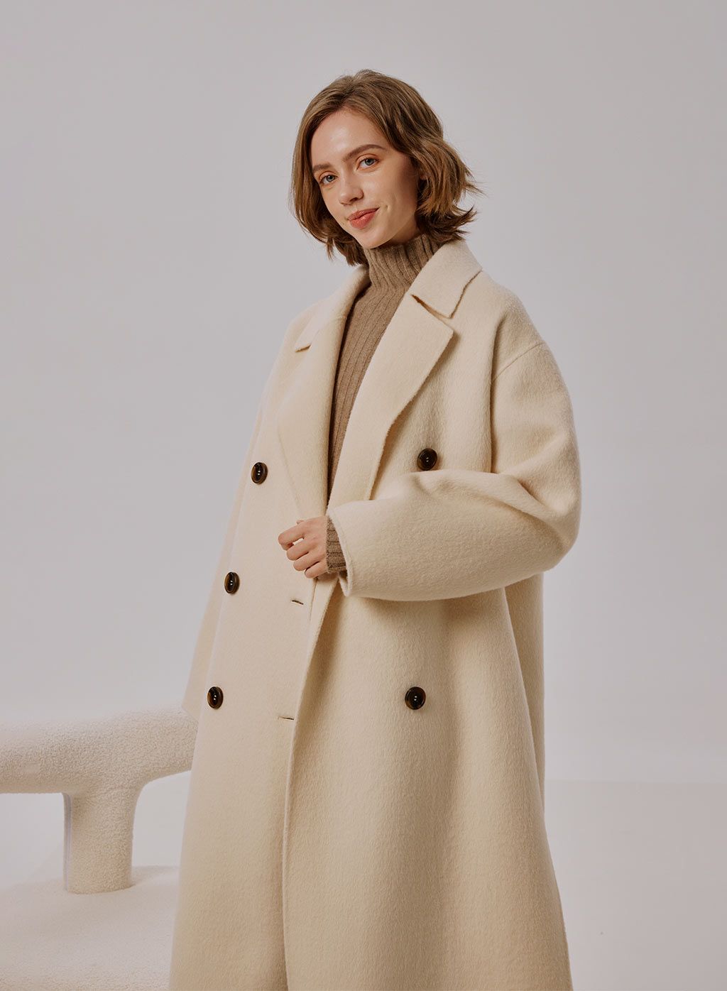 Nyla Double Breasted Alpaca Blend Coat | NAP Loungewear