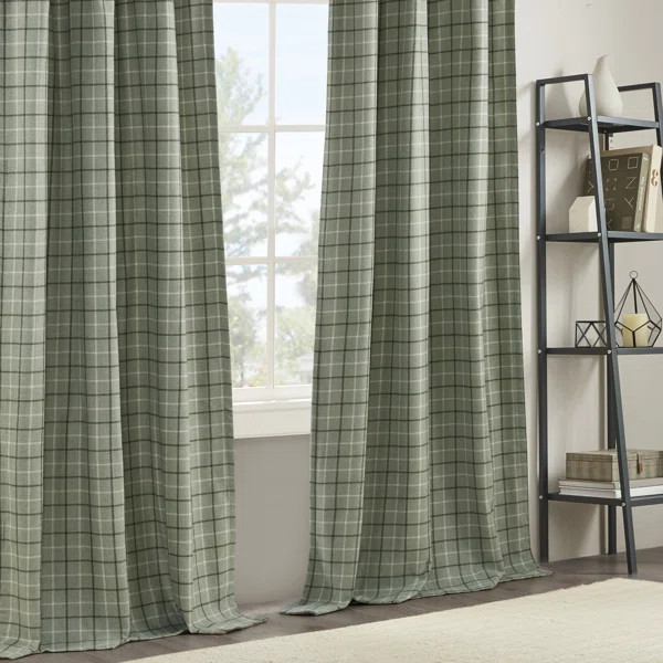 Marcum Woven Plaid Room Darkening Thermal Fleece Lined Single Curtain Panel | Wayfair North America