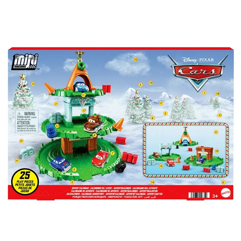 Disney Pixar Cars Minis Advent Calendar with 4 Mini Cars, Track & Accessories | Walmart (US)