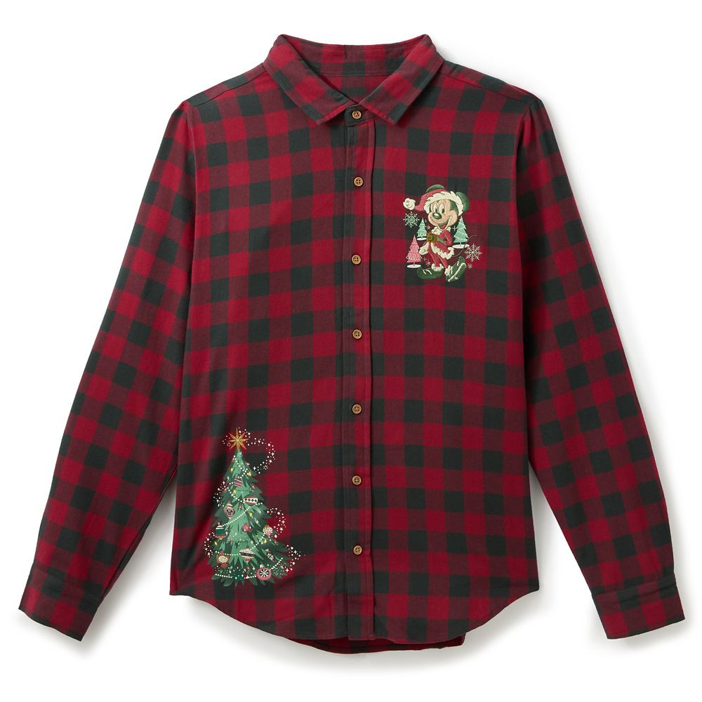 Santa Mickey Mouse Holiday Plaid Shirt for Adults by Our Universe | Disney Store