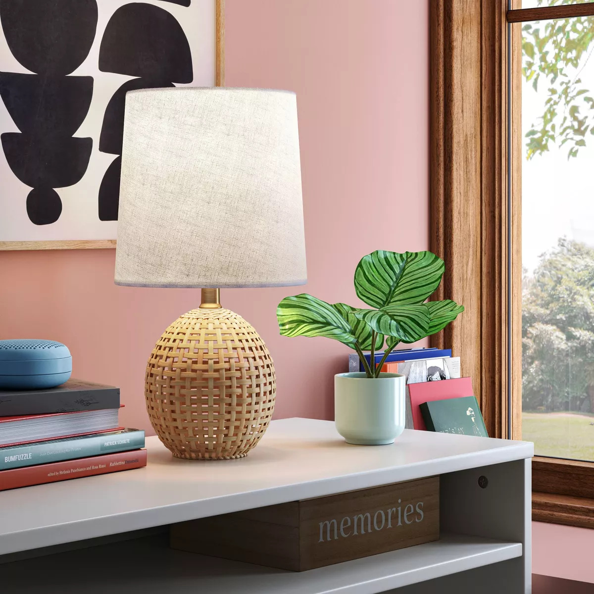 Round Wicker Table Lamp Brown - Room Essentials™: ETL Listed, No Assembly, Modern Decor | Target