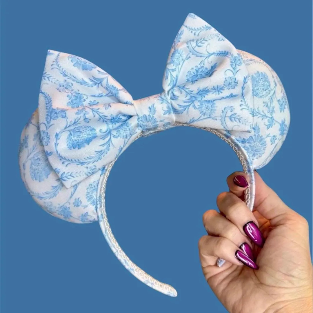 Blue Cinderella Inspired Minnie Ears, Flower and Garden Ear Headband | Etsy (US)