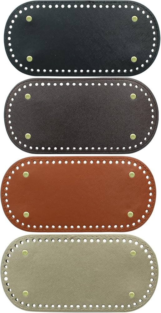 Waziaqoc 4 Pcs PU Leather Bag Bottom Shaper, 9.8 x 4.7"Crochet Bag Bottom Shaper Pad with Holes f... | Amazon (US)