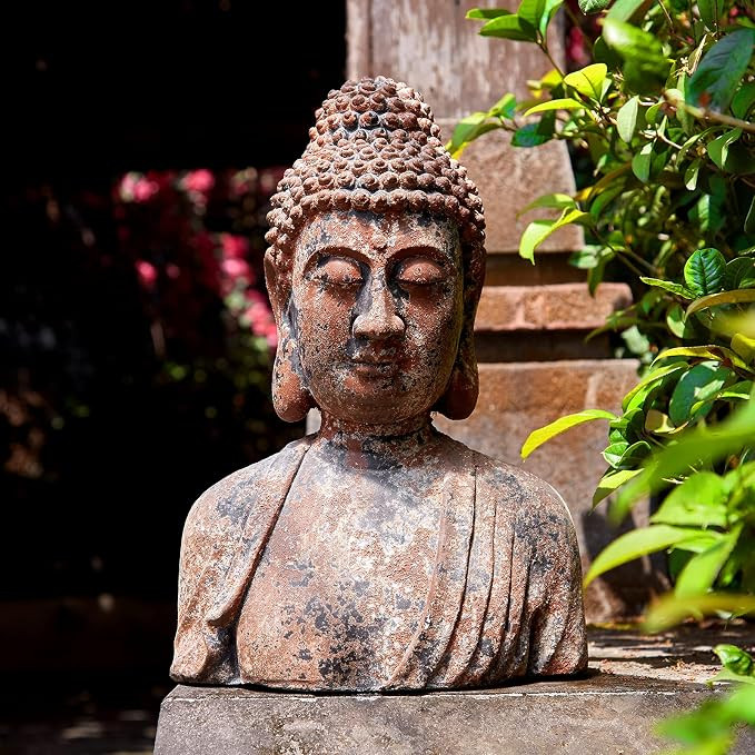 Buddha Statue for Home, Meditating Buddha Bust Statues, Rustic Spiritual Buddha Head Statue, Natu... | Amazon (US)