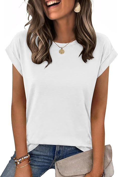 Zeagoo Womens Tops Summer Casual Cap Sleeve Tshirts Shirts Business Blouses | Amazon (US)