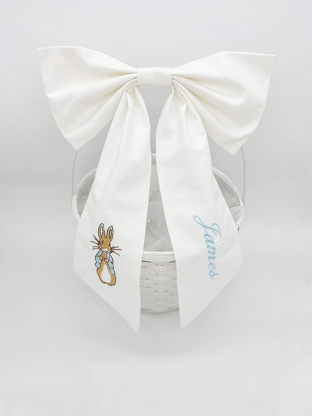 White Personalized Peter Rabbit Easter Basket Bow | Etsy (US)