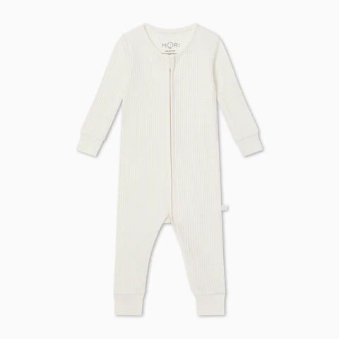 Hydrangea Ribbed Clever Zip Baby Pajamas | Baby Mori (US)