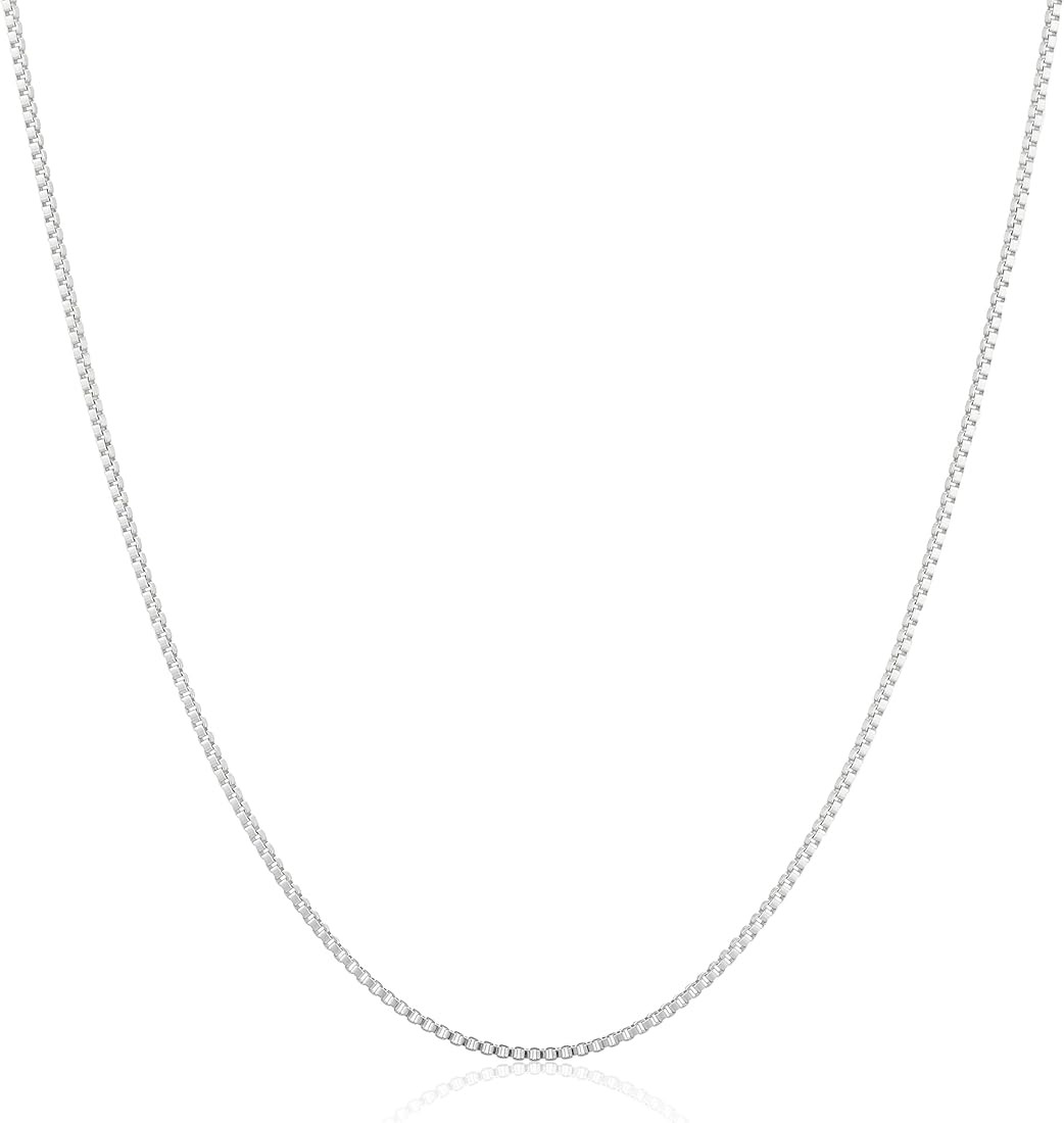 Amazon Collection Sterling Silver Thin 0.6mm Box Chain Necklace | Amazon (US)