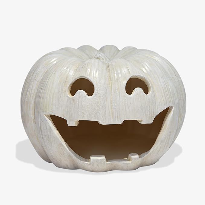 Luminara Perfectly Pale Jack-o'-Lantern Pumpkin Tealight Holder (10" x 6.75") Dry Brush Resin Hal... | Amazon (US)