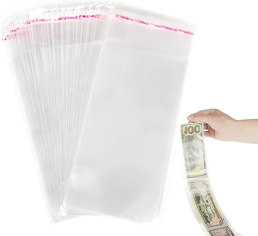 LOMIMOS 100pcs Cake Money Box Transparent Bag,Resealable Cellophane Adhesive Self-Sealing Clear P... | Amazon (US)