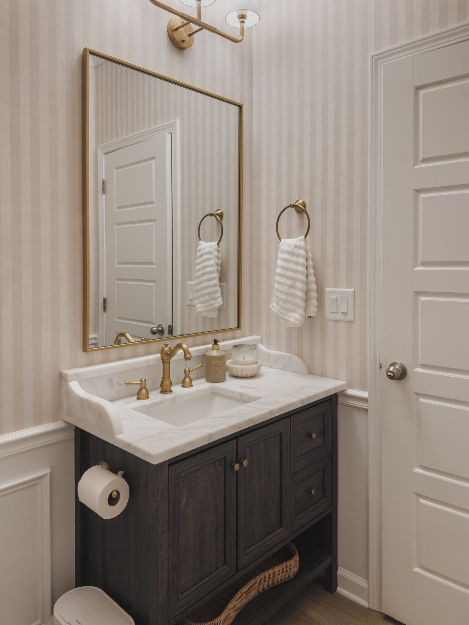 Sharing the @wayfair finds that helped elevate my powder bathroom without breaking the bank! 

The prettiest gold faucet (under $100), this affordable wood vanity in a dark brown color, this square gold mirror that matches perfect and comes in so many different sizes. 

Wayfair finds, bathroom reno, home inspo, home finds, bathroom vanities, gold mirrors, home details, shop the look! 

#LTKFindsUnder100 #LTKHome #LTKSaleAlert