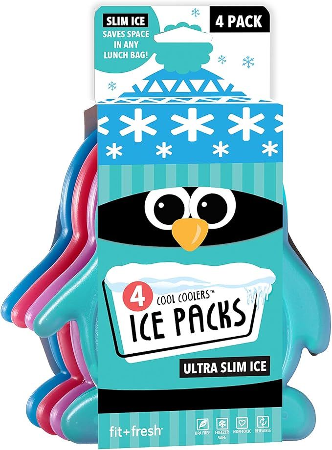 Fit + Fresh Cool Coolers Slim Ice Packs, Penguin Shaped, Long Lasting Ice Packs for Lunch Bags, P... | Amazon (US)