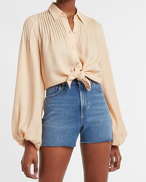 Pintuck Balloon Sleeve Shirt | Express