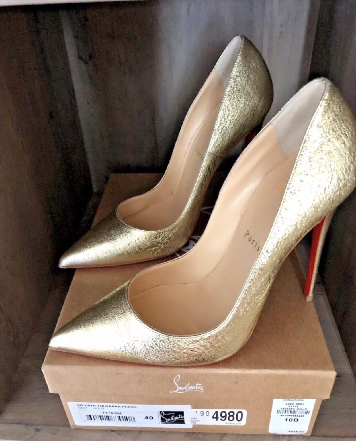 Christian Louboutin Gold Specchio “So Kate” sz 40 | eBay US