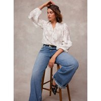 White Jacquard Ruffle Blouse | Mint Velvet