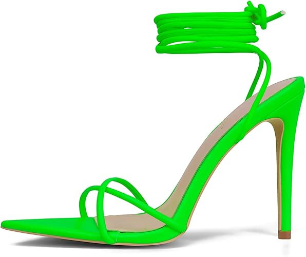 GENSHUO Women's Sexy Strappy heel Sandals 11cm/4.33 inch High Stiletto Heeled Pump Pointed Open t... | Amazon (US)