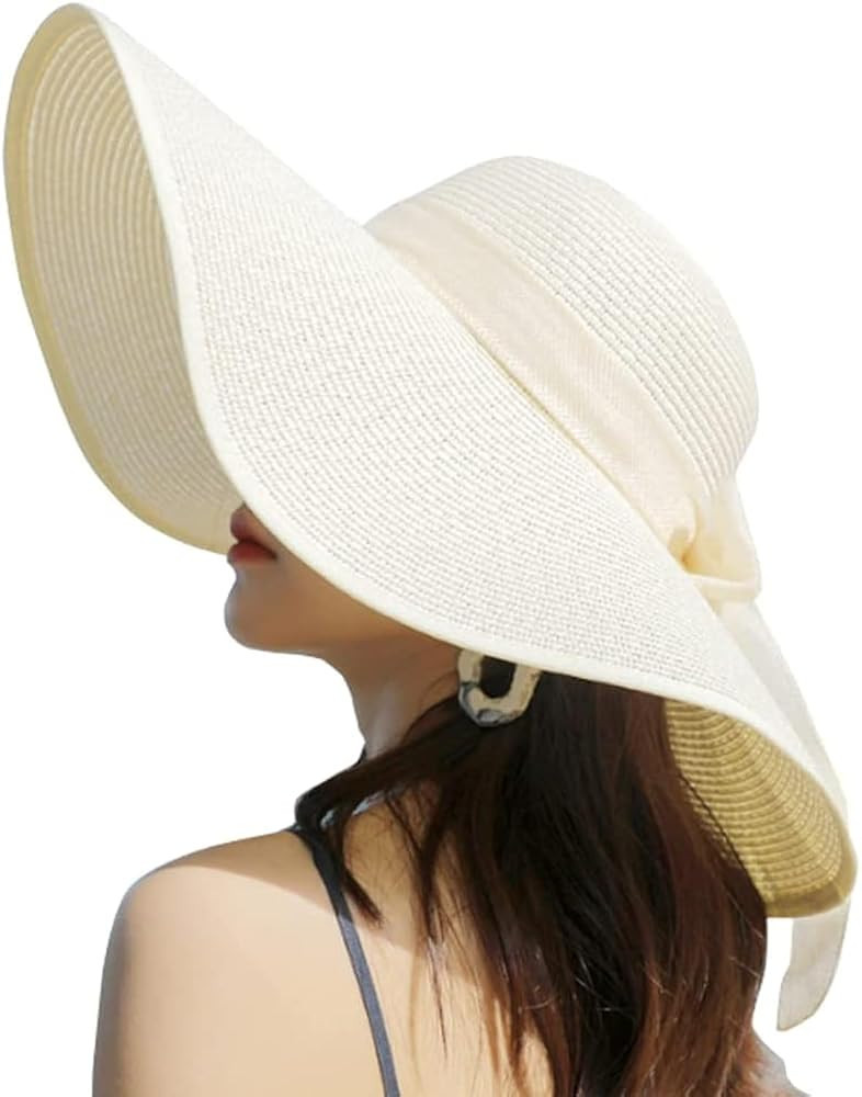 BABAHU Women Foldable Floppy Wide Brim Straw Sun Hat Summer Beach Hat UV UPF 50+ | Amazon (UK)