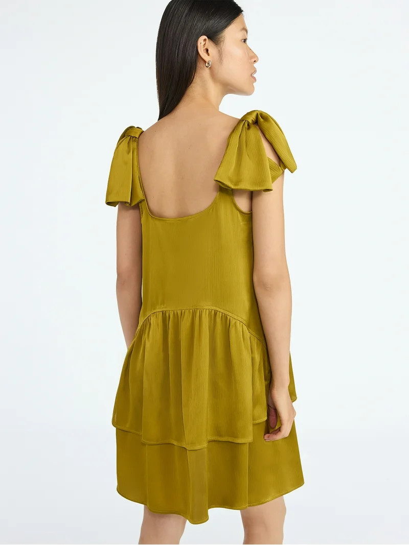 Scoop Women's Satin Bow Mini Dress, Sizes XS-XXL | Walmart (US)