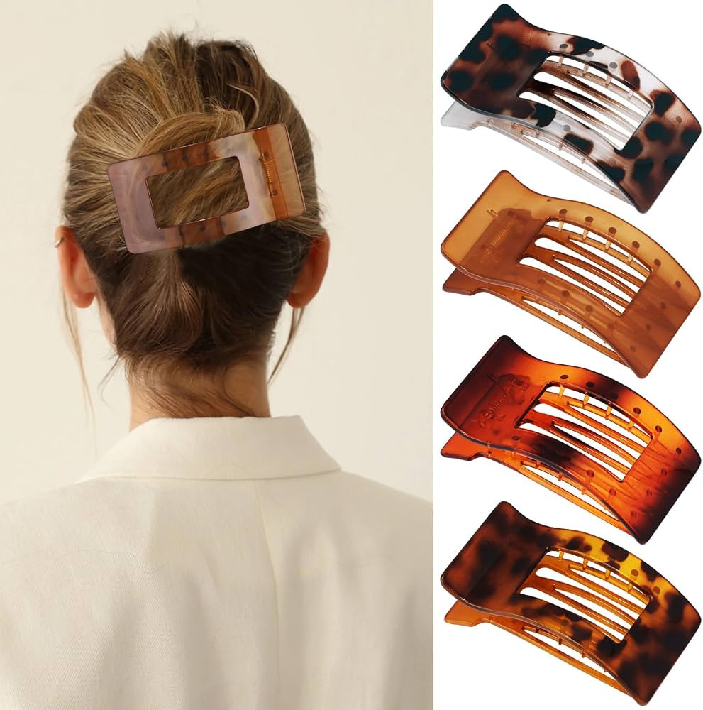 Velscrun Flat Hair Clips for Women Girls, Matte Lay Flat Claw Clips, Strong Hold Large Side Hair ... | Amazon (US)