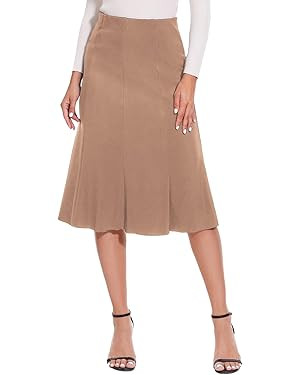 Women Elegant Knee Length Flared Skirt for Office and Casual | Amazon (US)