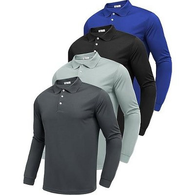 Pinspark Men's Long Sleeve Golf Polo Shirts Breathable Quick Dry Collared Black M | Target