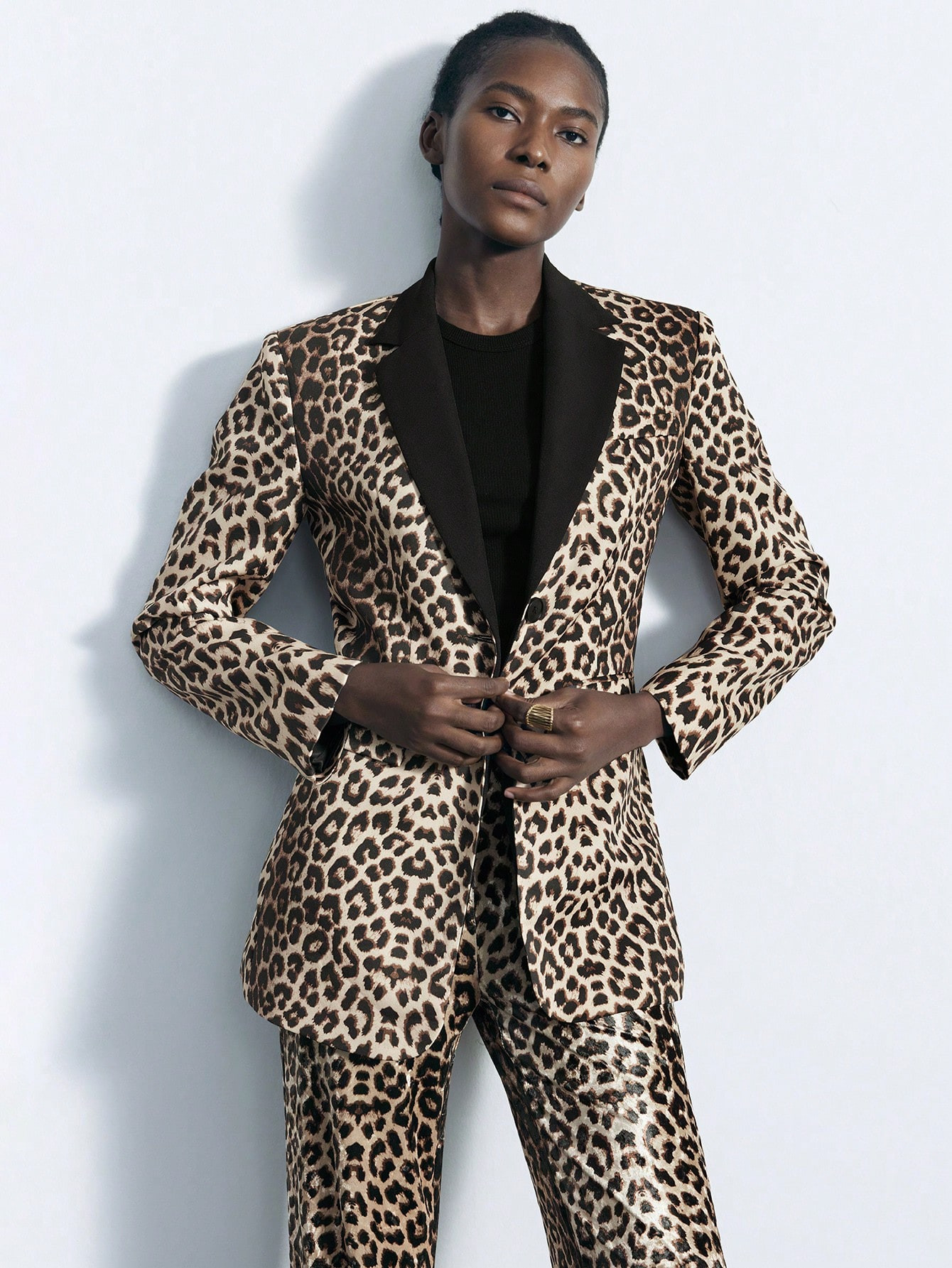 evoluSHEINSHEIN Maija Women's Leopard Print Contrast Lapel Long Sleeve Fashion Blazer Jacket, Spr... | SHEIN