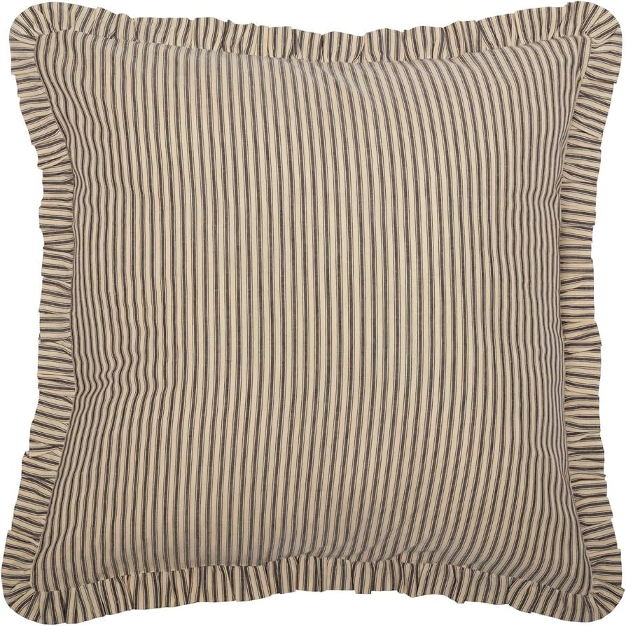VHC Brands Sawyer Mill Charcoal Ticking Stripe Collection Farmhouse Style Pillow Cover Sham (Euro... | Amazon (US)