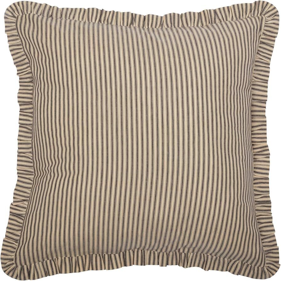 VHC Brands Sawyer Mill Charcoal Ticking Stripe Collection Farmhouse Style Pillow Cover Sham (Euro... | Amazon (US)