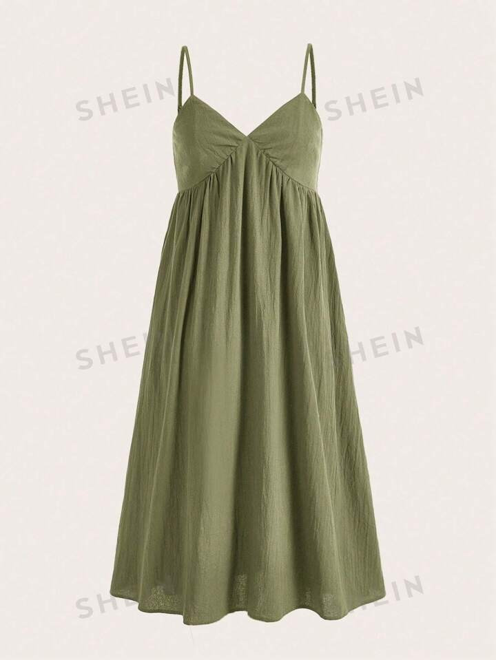 SHEIN EZwear Vestido Casual e Folgado de Alcinha Tecido em Tear para Férias de Verão | SHEIN