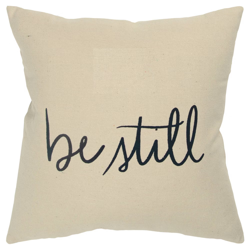 'Be Still' Poly Filled Throw Pillow Beige/Black - Rizzy Home | Target