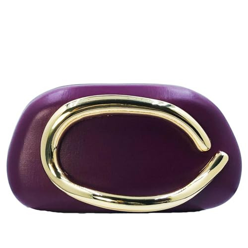 Boutique De FGG PU Leather Metal Clutches Women Formal Purple Clutch Evening Bag Party Chain Shoulder Handbag Crossbody Purse,Mini | Amazon (US)